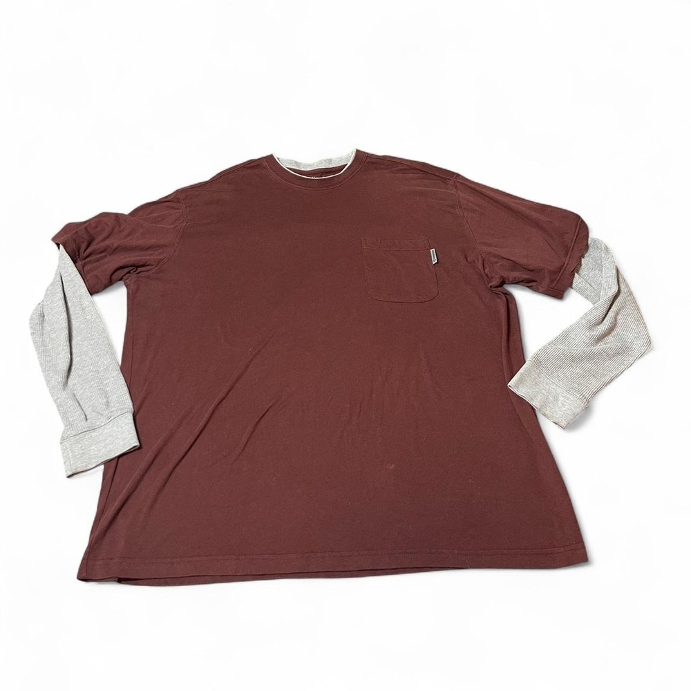 Wolverine brown long sleeve shirt with grey faux double layer sleeves